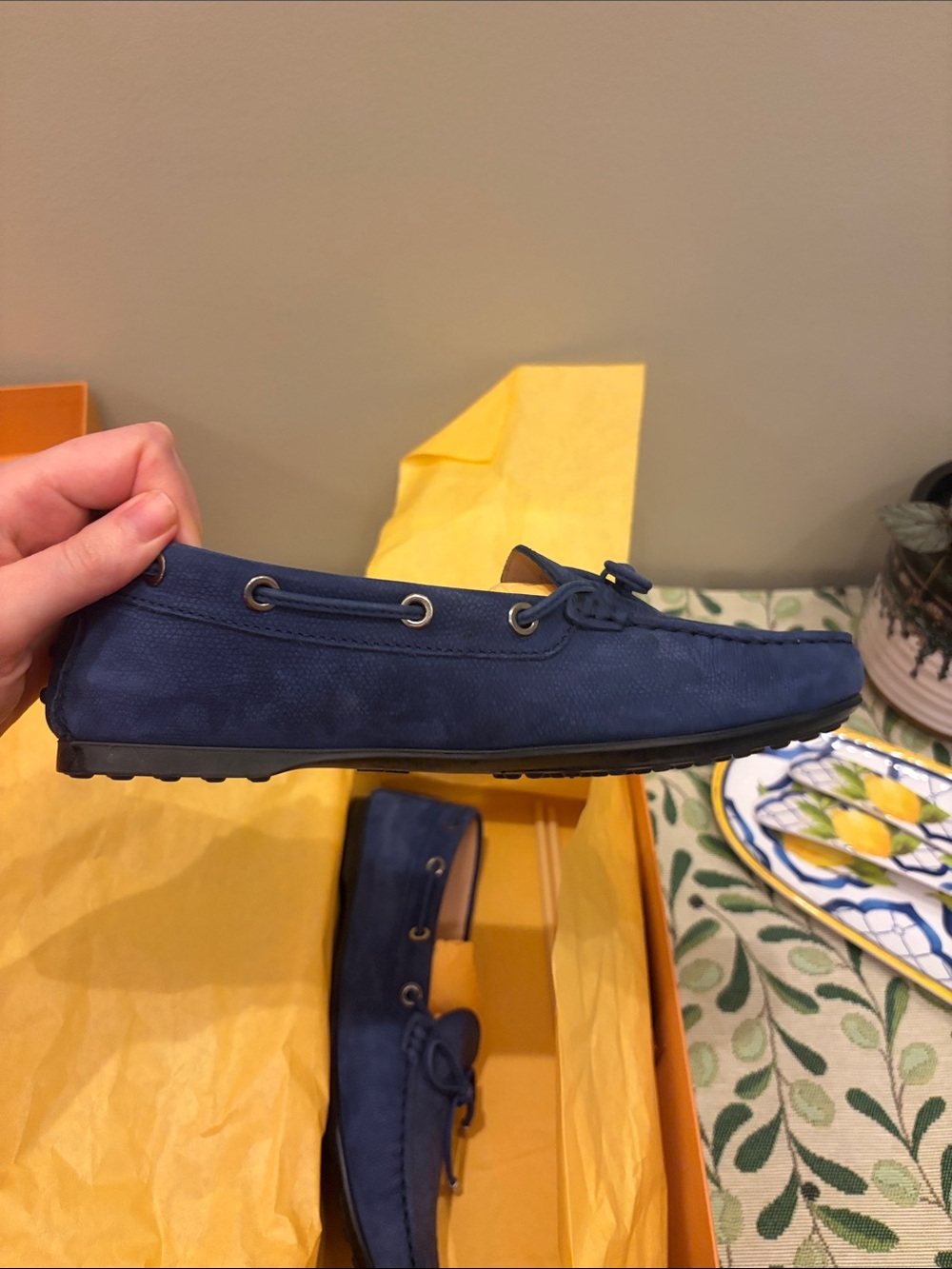 Women’s Blue Suede Driving Loafers - Picture 2 of 3